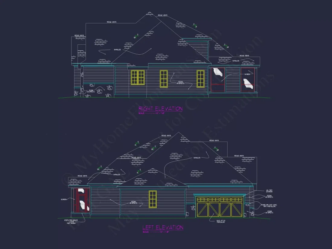 Modern house Floor Plan: CAD Designs with 4 Bedrooms