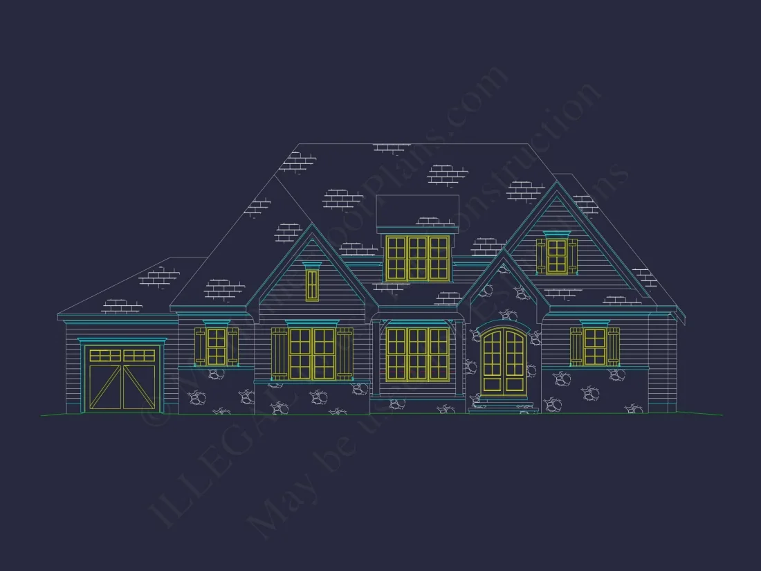 Modern house Floor Plan: CAD Designs with 4 Bedrooms