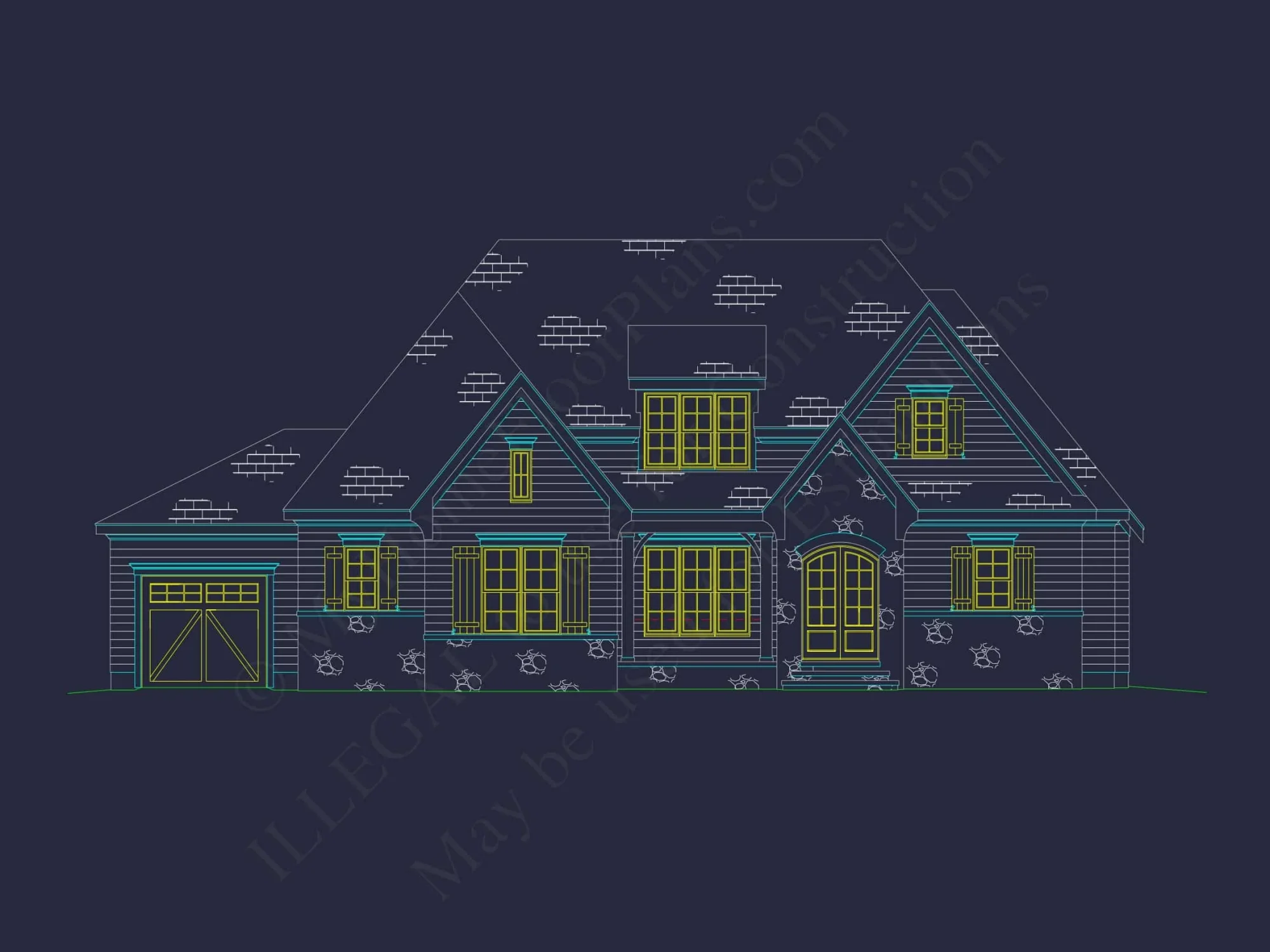 Modern house Floor Plan: CAD Designs with 4 Bedrooms