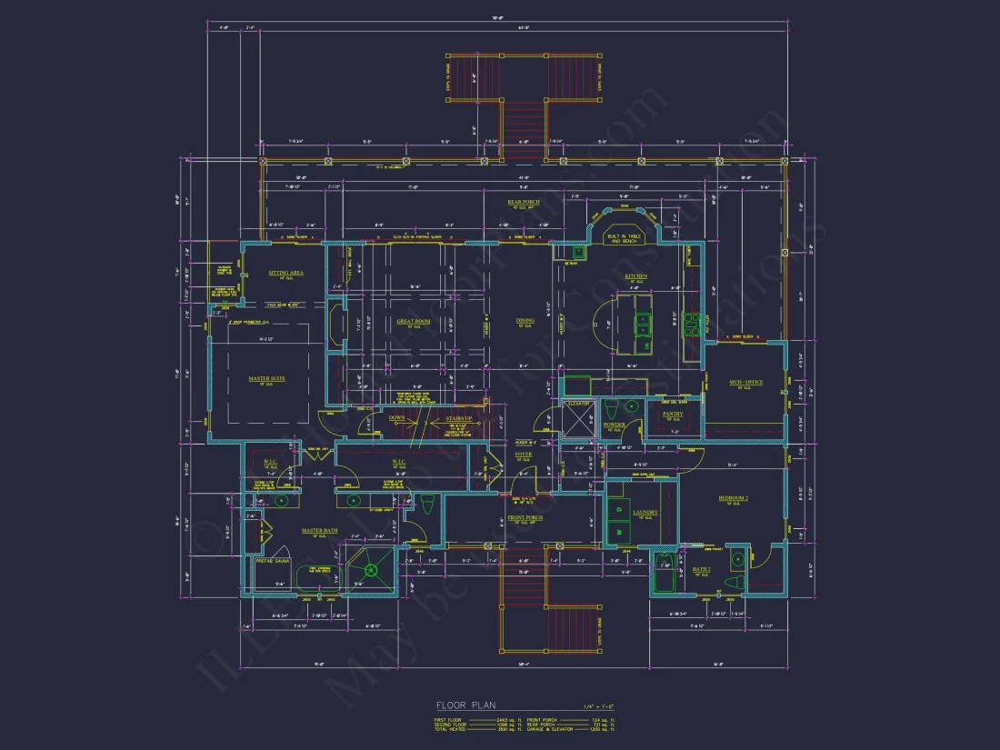 Craftsman house Floor Plan with 2-Story Designs and CAD Blueprint