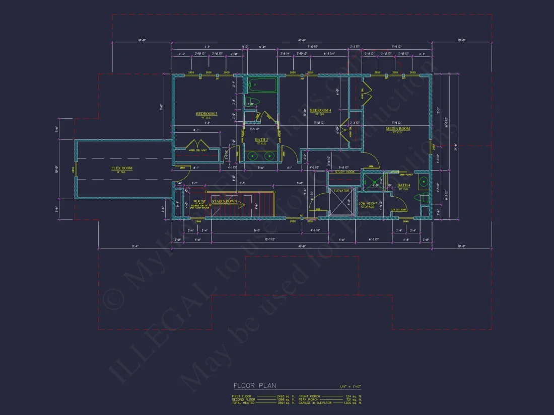 Craftsman house Floor Plan with 2-Story Designs and CAD Blueprint