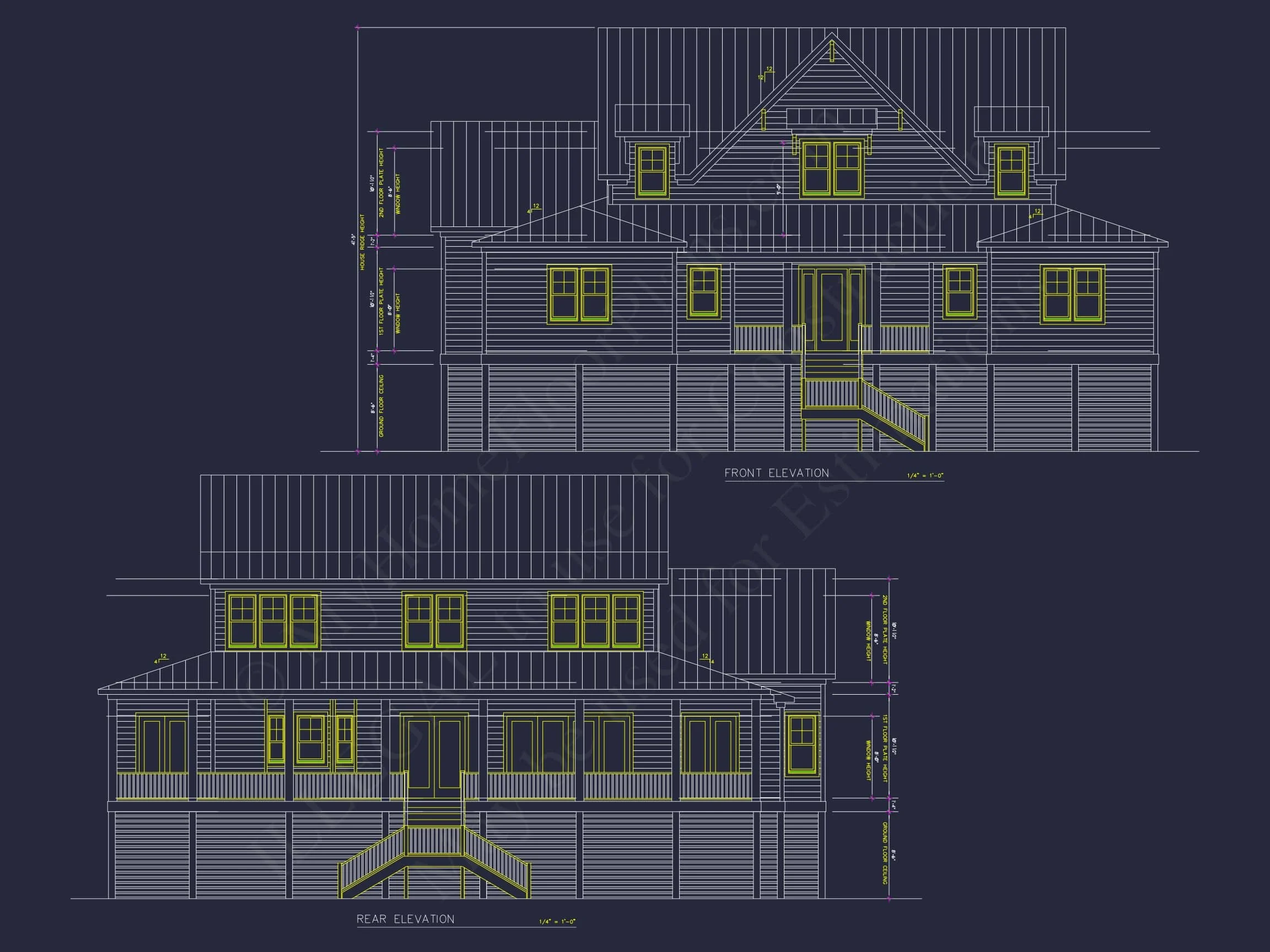 19-2440 HOUSE PLAN - Craftsman House Floor Plan with 2-Story Designs and CAD Blueprint 2 Craftsman house Floor Plan with 2-Story Designs and CAD Blueprint
