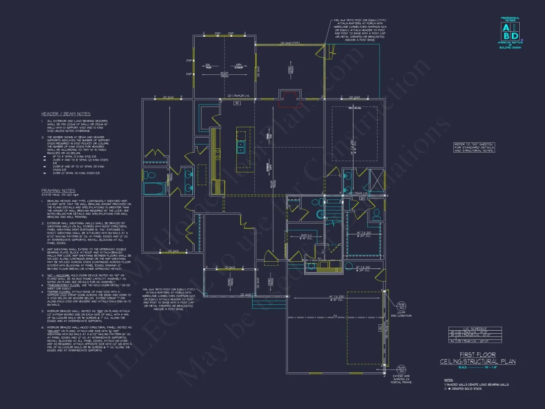 house Floor Plan with 4 Bed Options - Architectural Designs & CAD