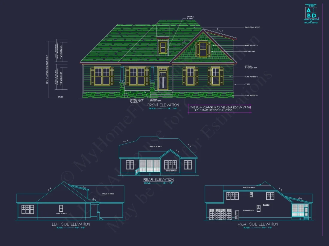 house Floor Plan with 4 Bed Options - Architectural Designs & CAD