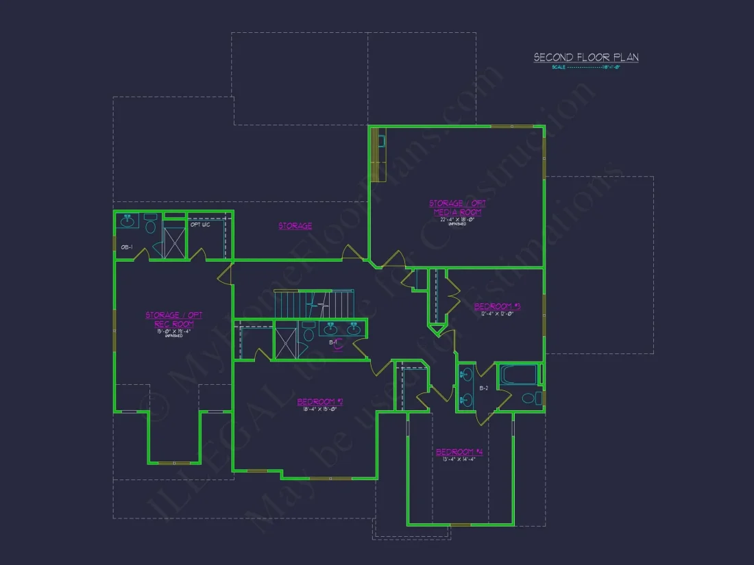 Modern Floor Plan with 5 Bedrooms