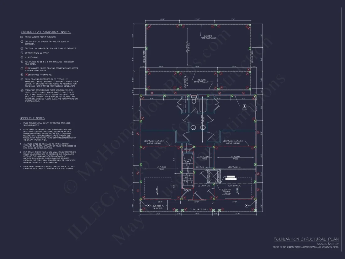 Stunning Coastal Beach house Plan with 3 Floors, 6 Beds, CAD