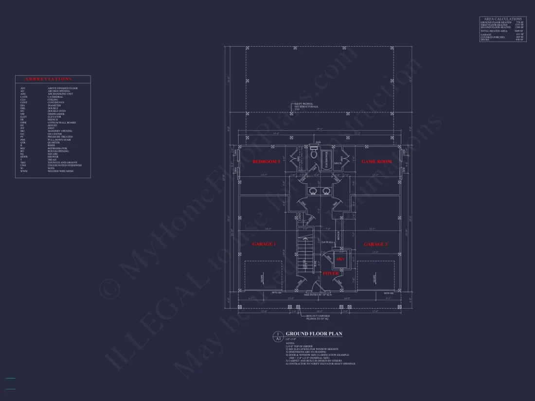 Stunning Coastal Beach house Plan with 3 Floors, 6 Beds, CAD