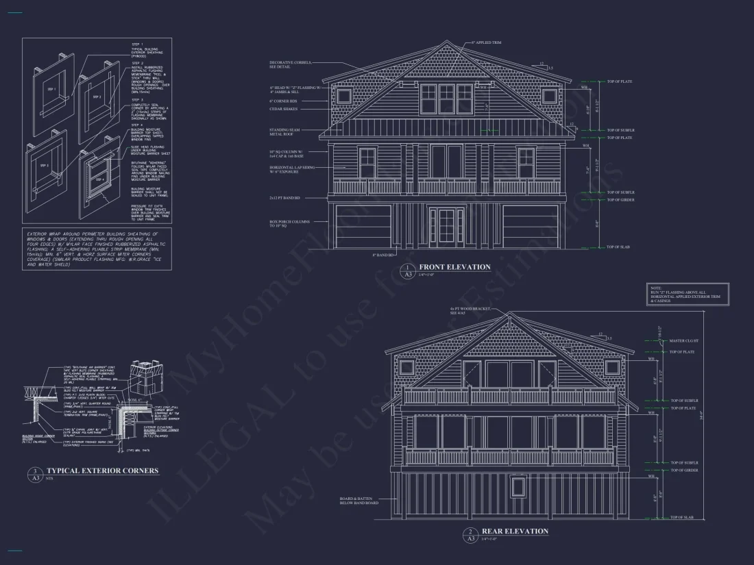 Stunning Coastal Beach house Plan with 3 Floors, 6 Beds, CAD