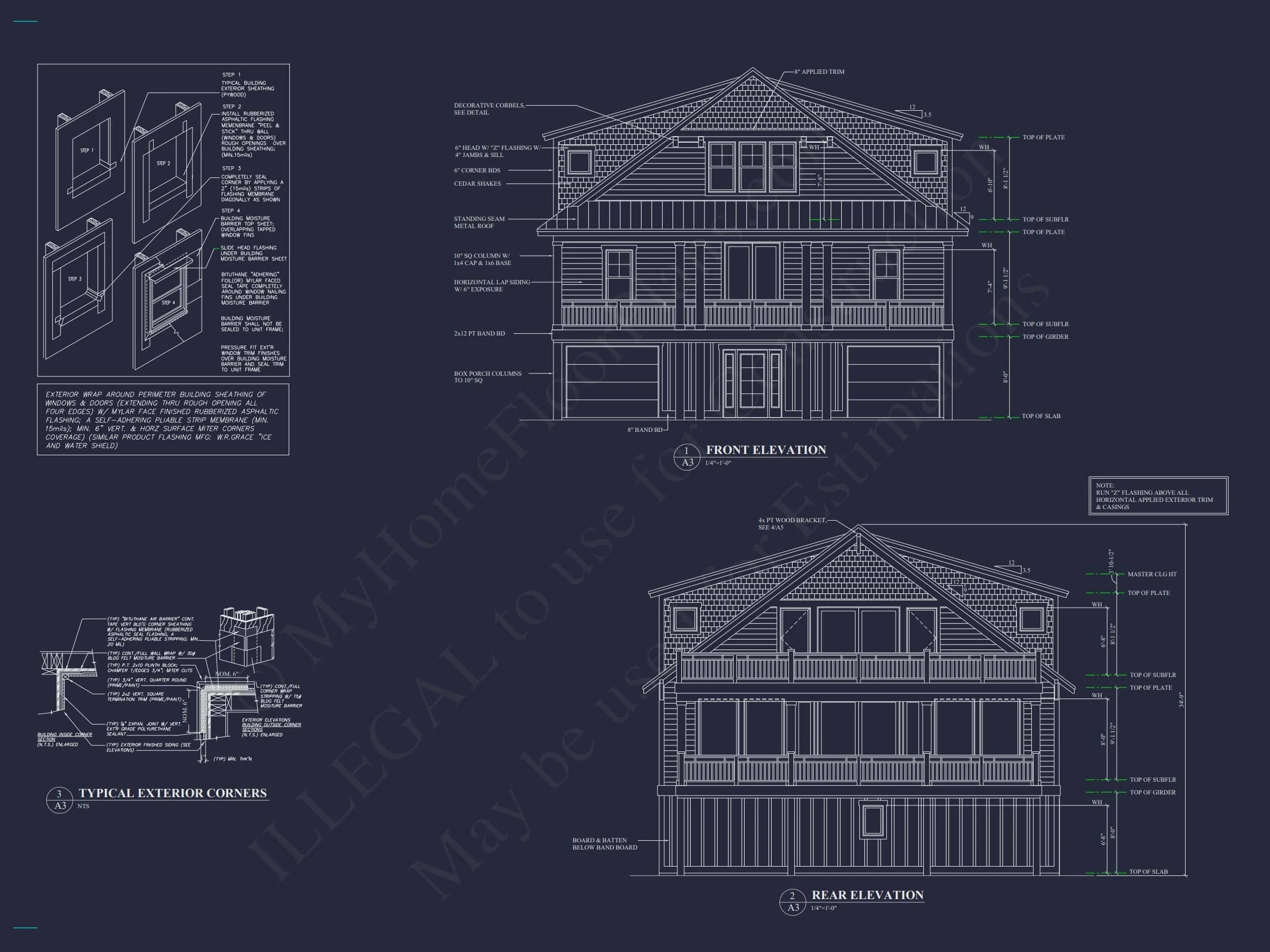 Stunning Coastal Beach house Plan with 3 Floors, 6 Beds, CAD