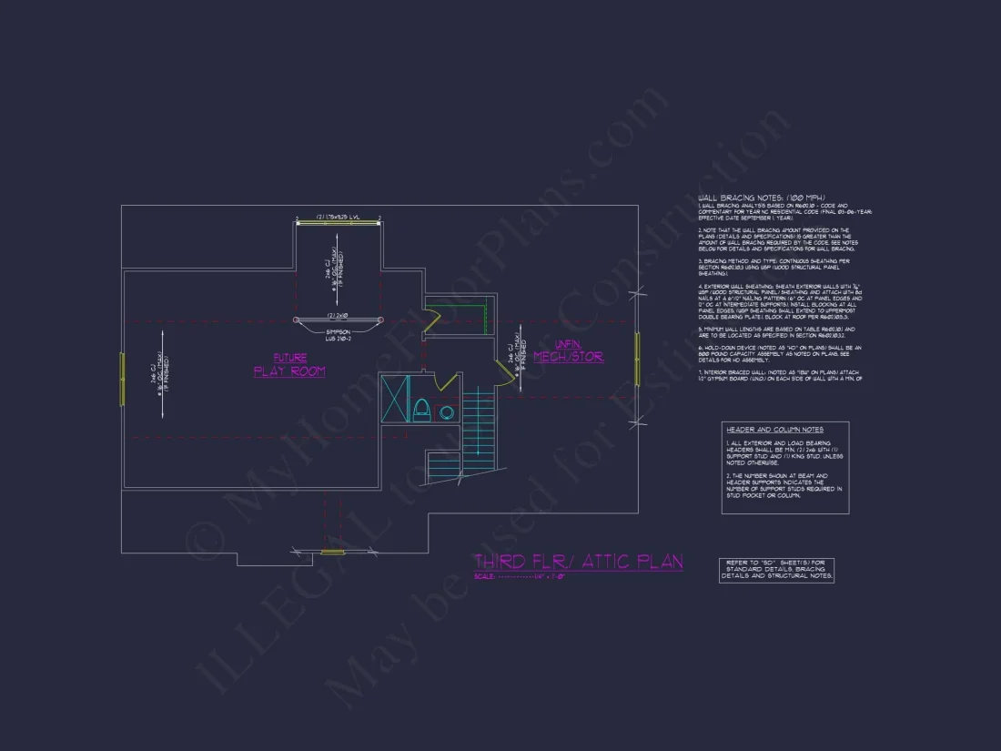 Modern Craftsman house Plan with 3 Floors, CAD Designs