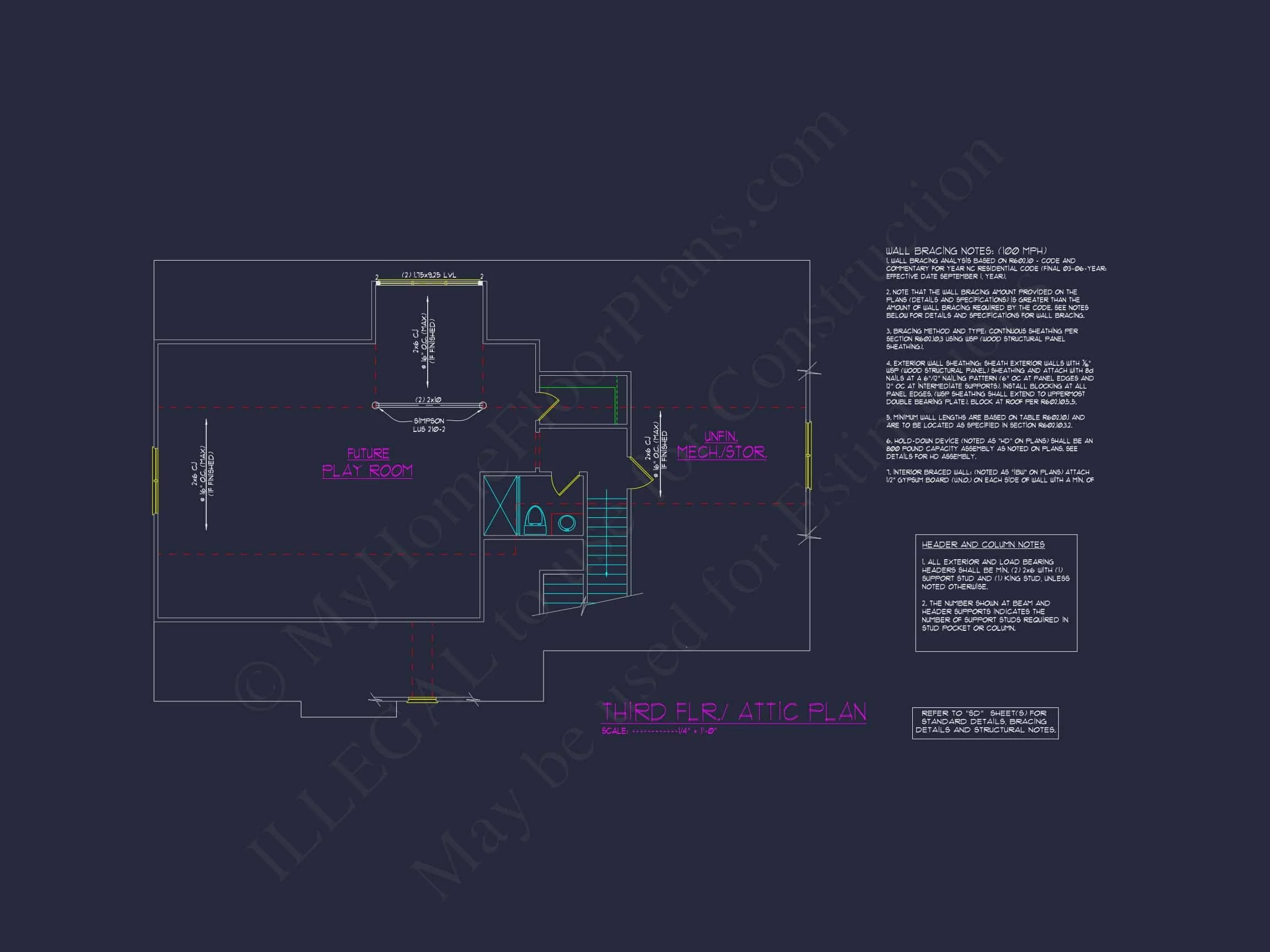 16-1786 HOUSE PLAN - Modern Craftsman House Plan with 3 Floors, CAD Designs 13 Modern Craftsman house Plan with 3 Floors, CAD Designs