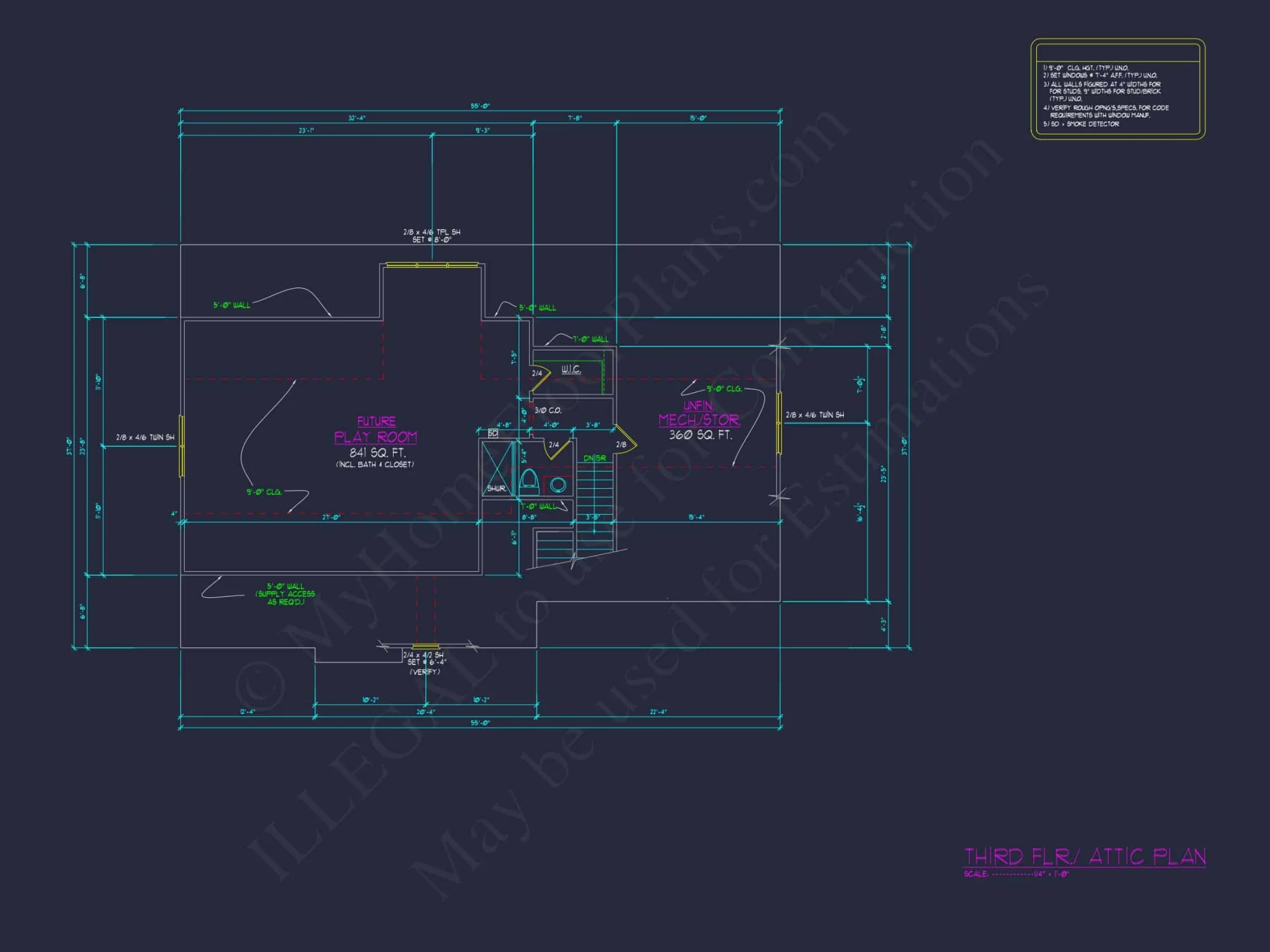 Modern Craftsman house Plan with 3 Floors, CAD Designs