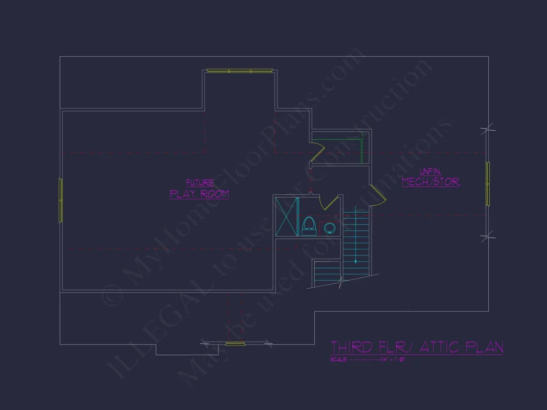 Modern Craftsman house Plan with 3 Floors, CAD Designs