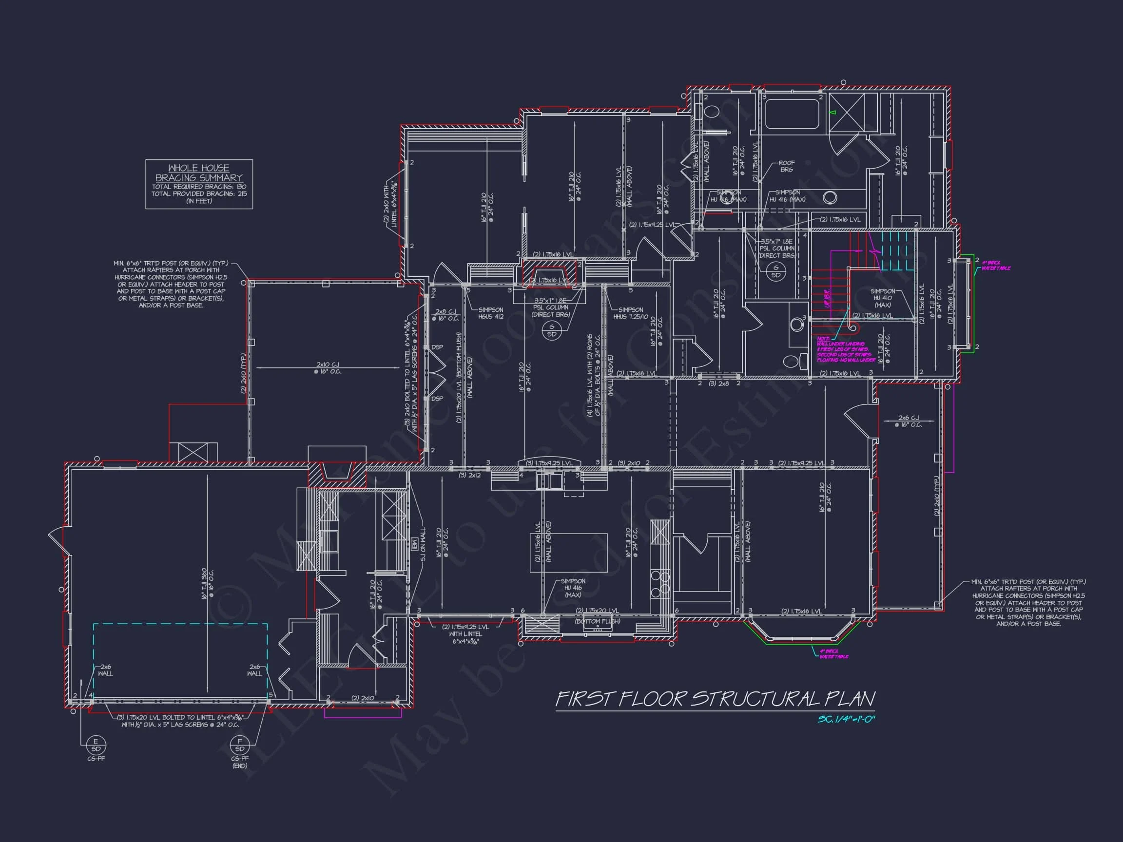 16-1774 HOUSE PLAN - 4-Bed, 5-Bath, 3,997 SF Colonial Revival House Plan 16 Modern Southern house Plan with Detailed Floor Designs in CAD