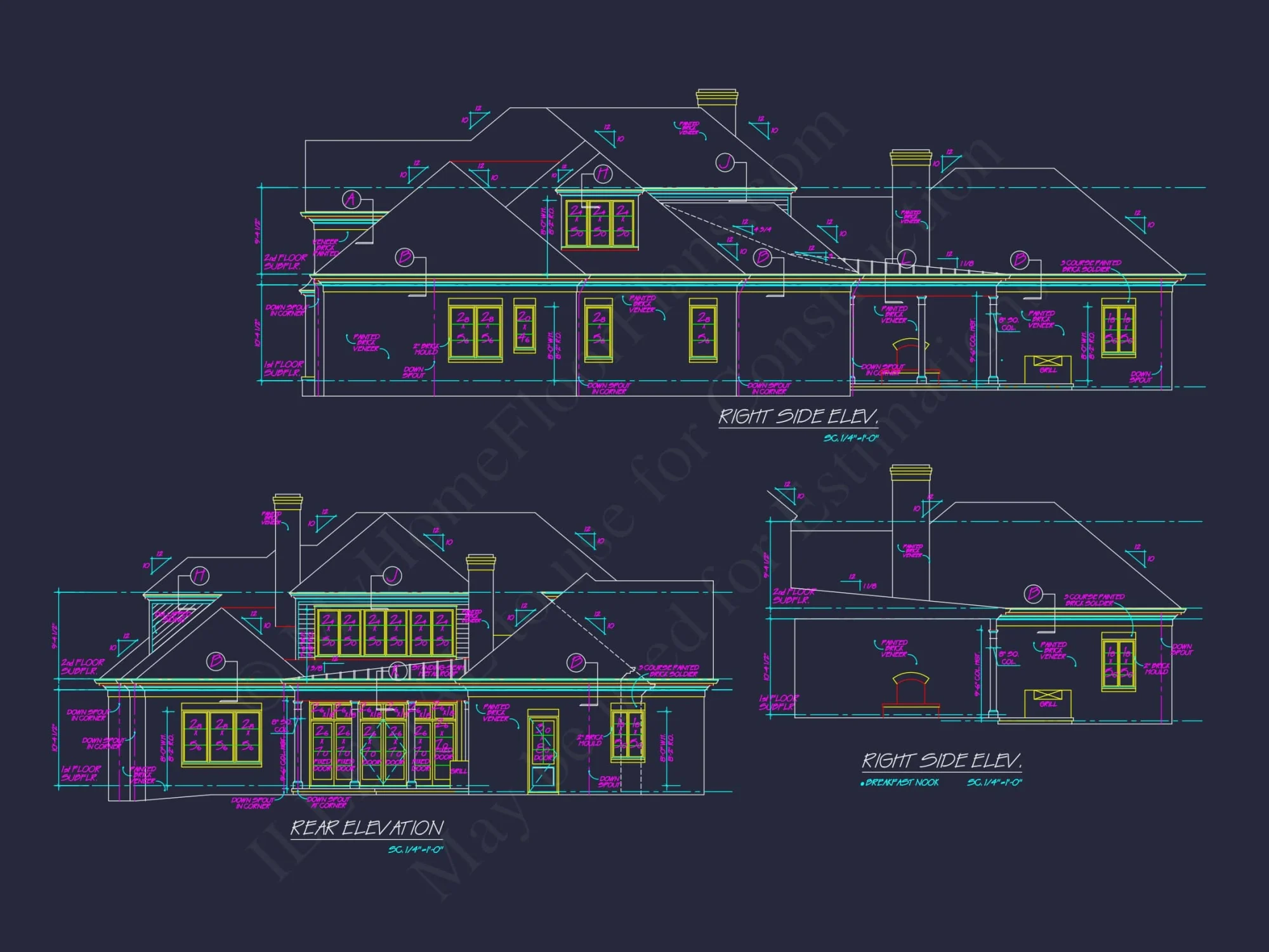 Modern Southern house Plan with Detailed Floor Designs in CAD