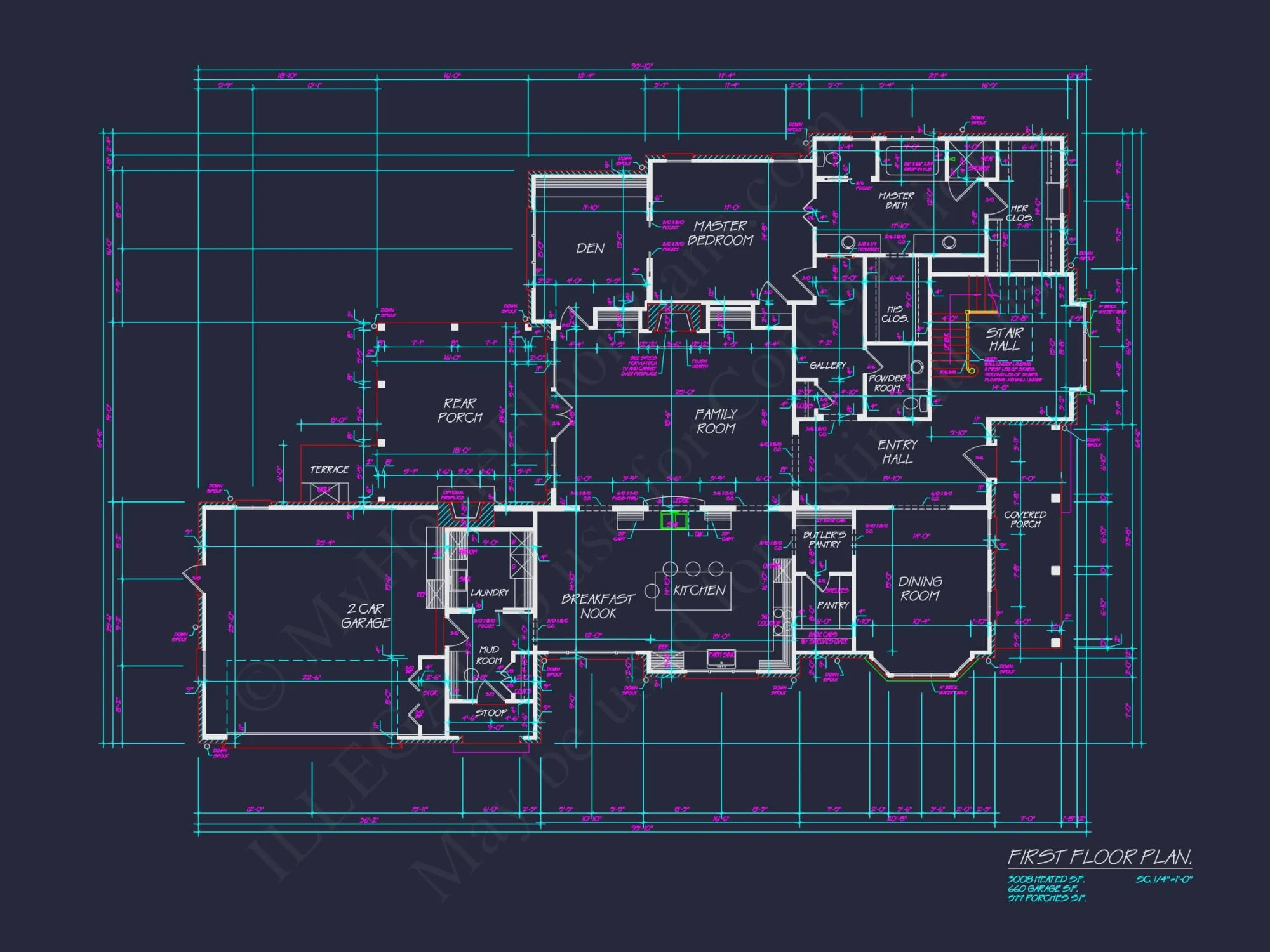 Modern Southern house Plan with Detailed Floor Designs in CAD