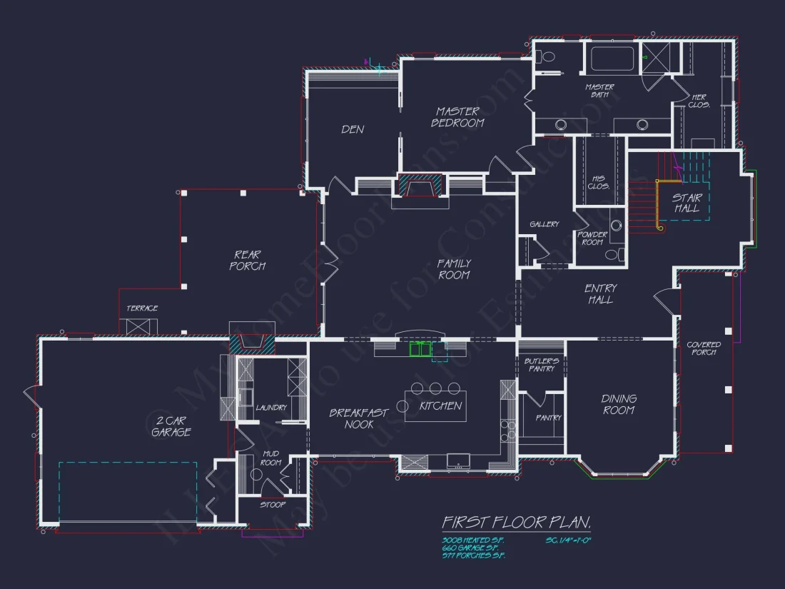 Modern Southern house Plan with Detailed Floor Designs in CAD