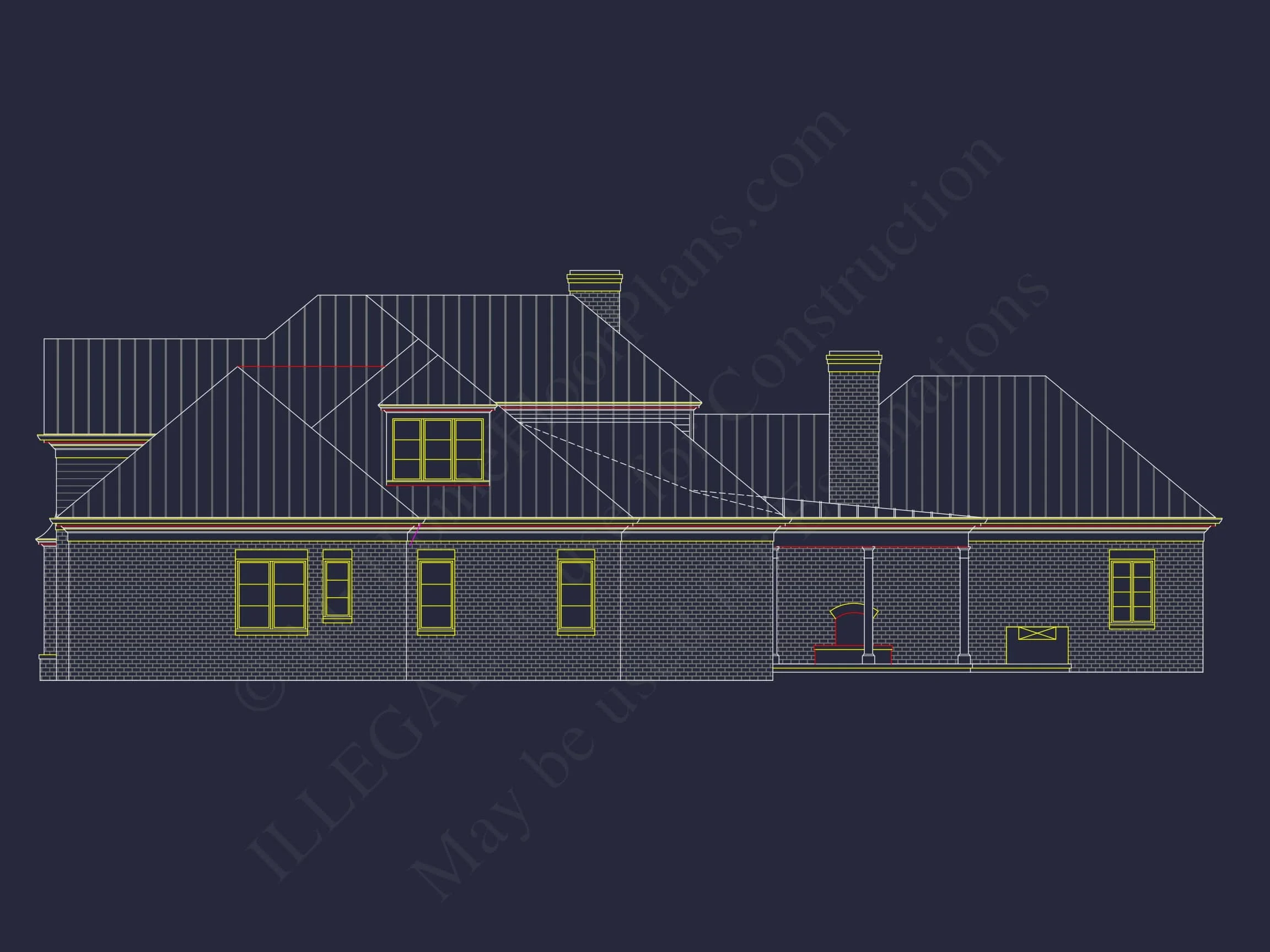 16-1774 HOUSE PLAN - 4-Bed, 5-Bath, 3,997 SF Colonial Revival House Plan 6 Modern Southern house Plan with Detailed Floor Designs in CAD