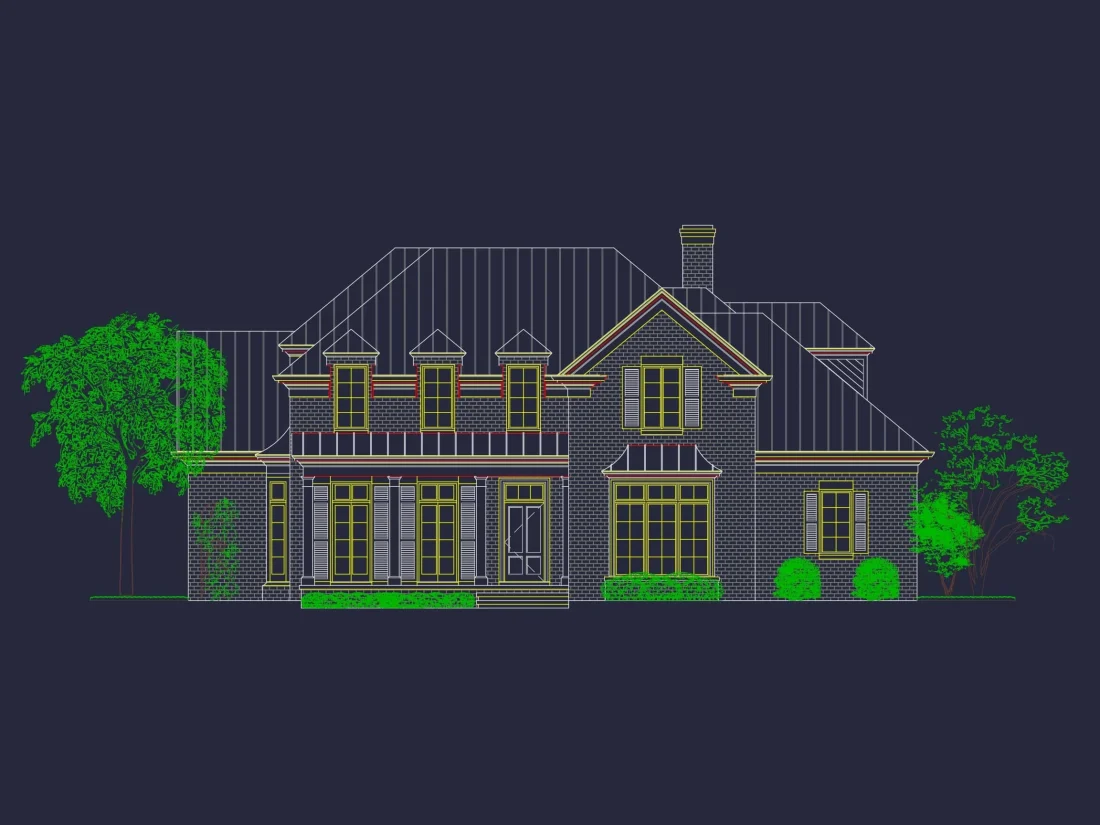 Modern Southern house Plan with Detailed Floor Designs in CAD