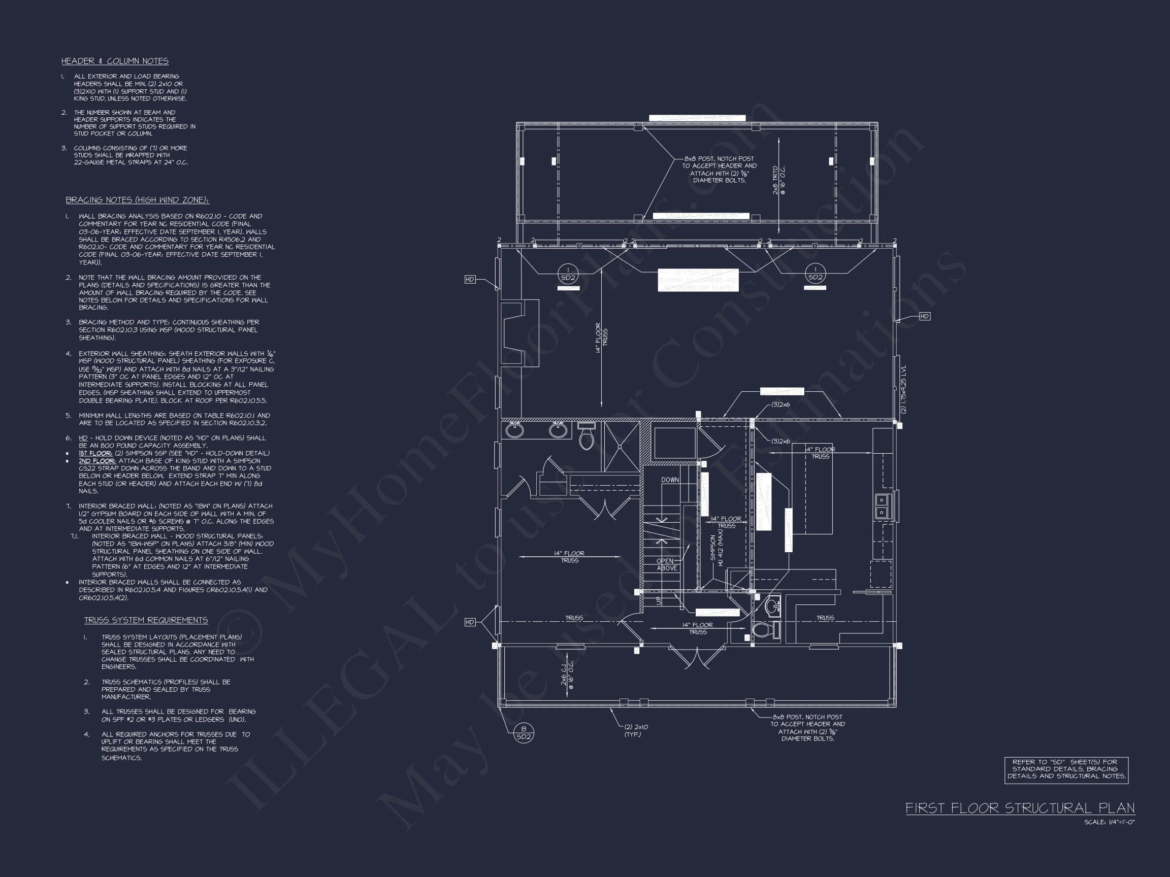 Modern Beach house Floor Plan with CAD Blueprint Designs