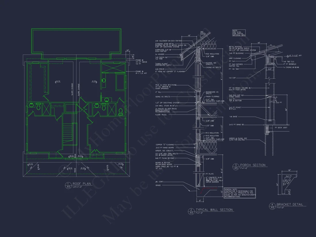 Modern Beach house Floor Plan with CAD Blueprint Designs