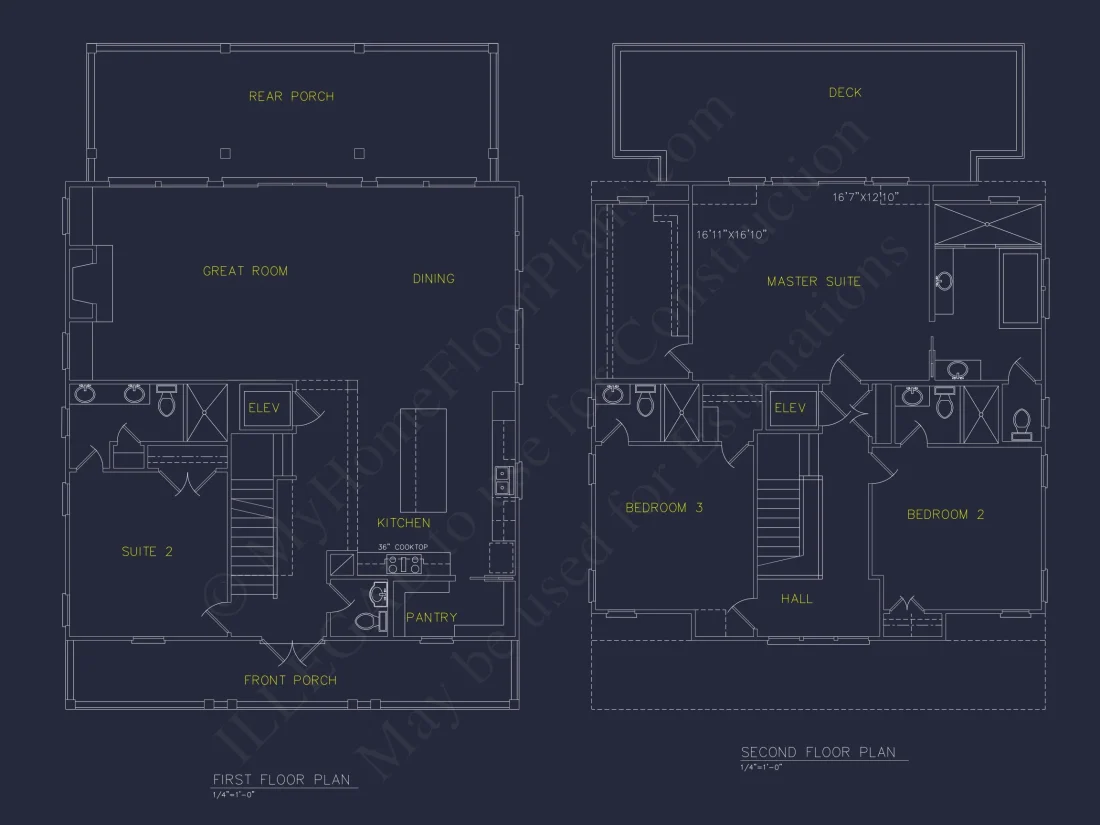 Modern Beach house Floor Plan with CAD Blueprint Designs