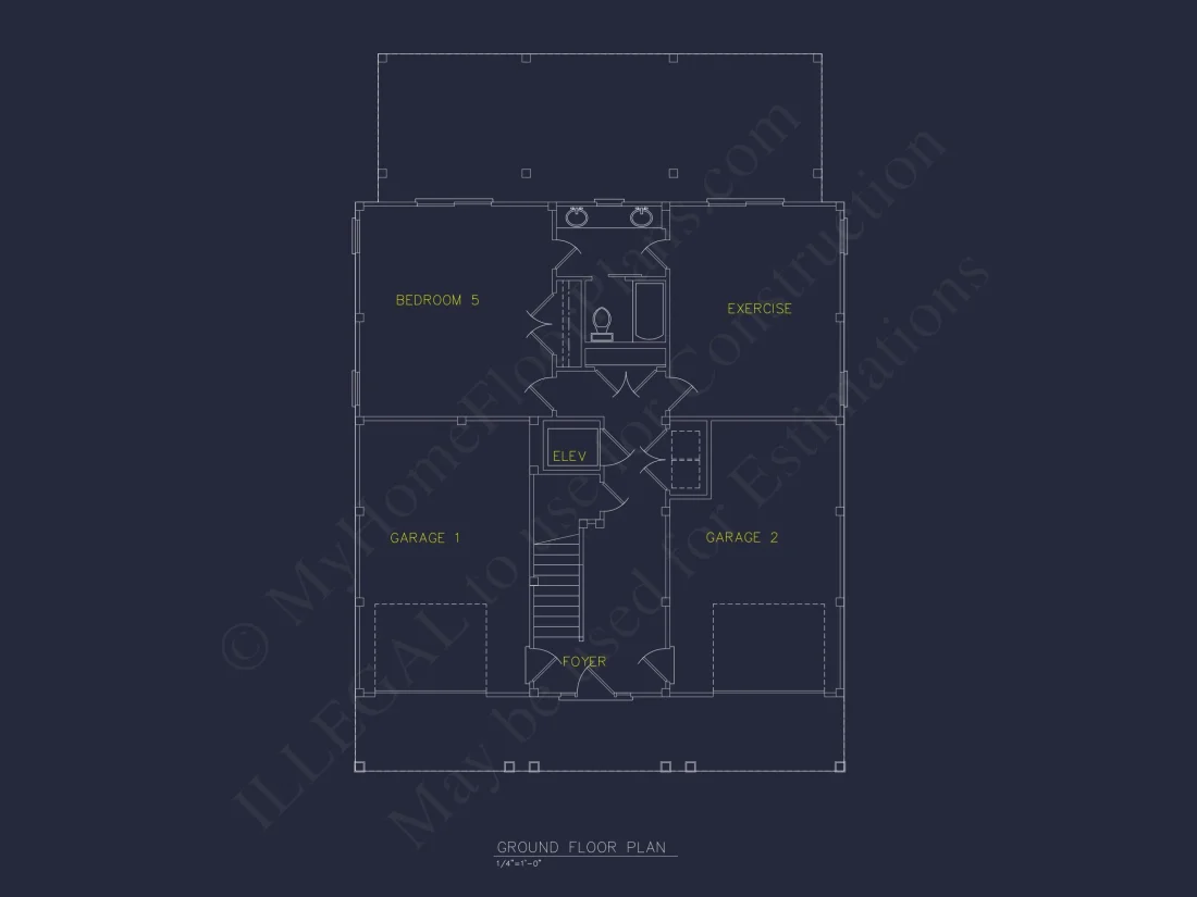 Modern Beach house Floor Plan with CAD Blueprint Designs
