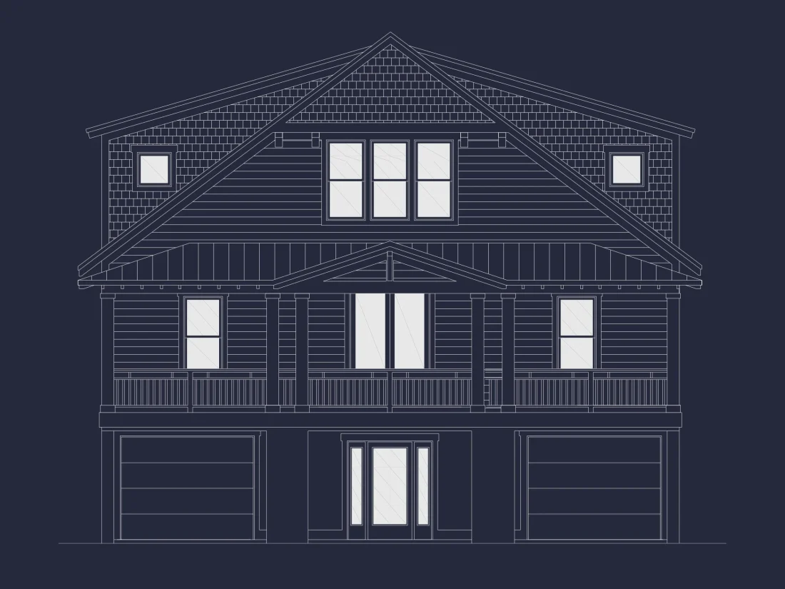 Modern Beach house Floor Plan with CAD Blueprint Designs