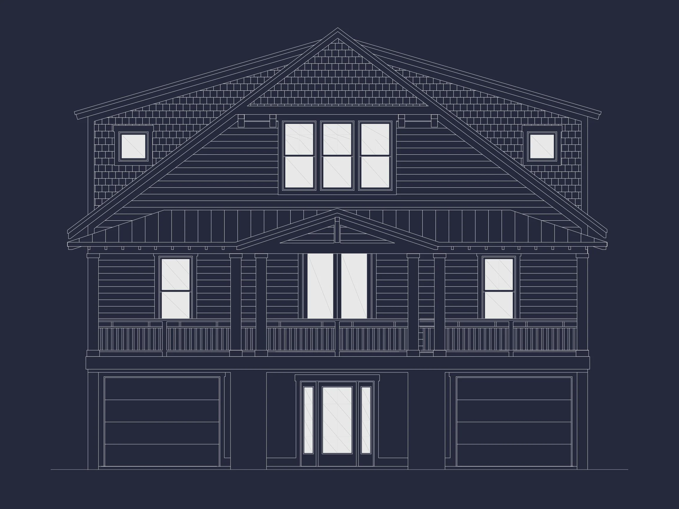 Modern Beach house Floor Plan with CAD Blueprint Designs