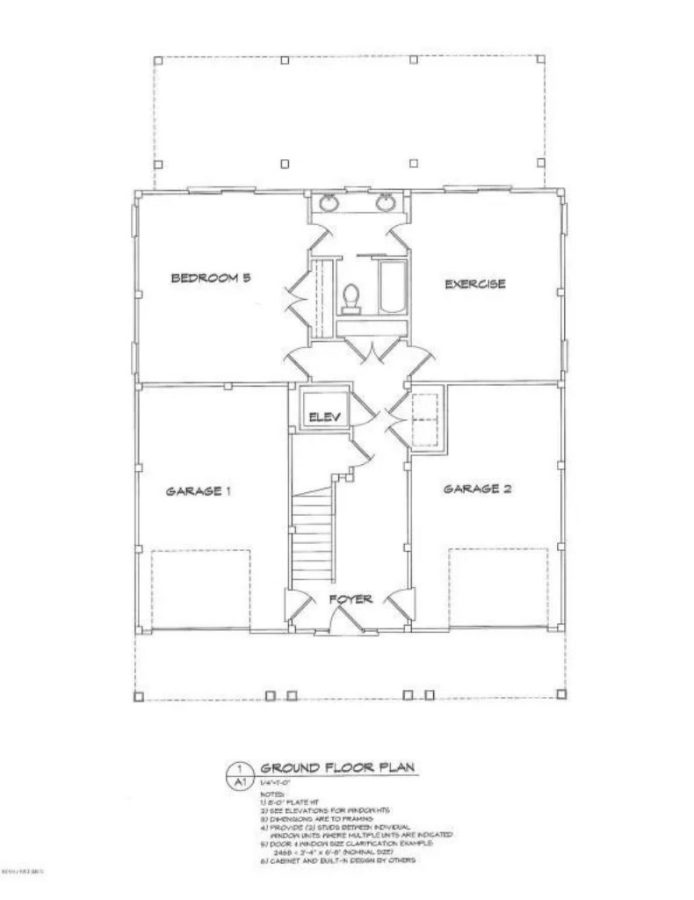 Modern Beach house Floor Plan with CAD Blueprint Designs