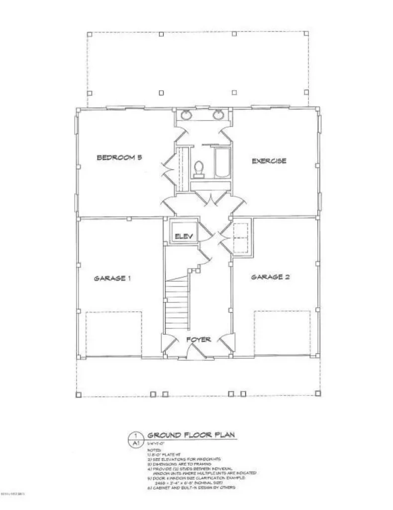 Modern Beach house Floor Plan with CAD Blueprint Designs
