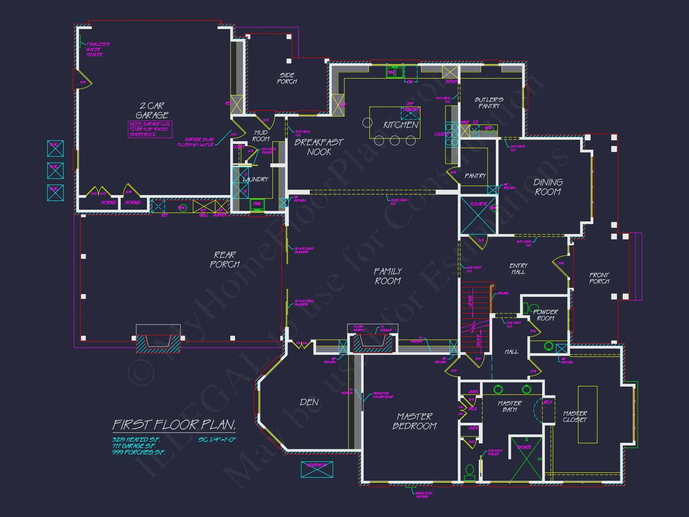 16-1212 HOUSE PLAN - 4-Bed, 5-Bath French Country House Plan – 5,000 Sq Ft, 2 Stories with Bonus Room & Oversized Garage 10 Elegant 2-Story house Plan with CAD Blueprint & Architectural Designs