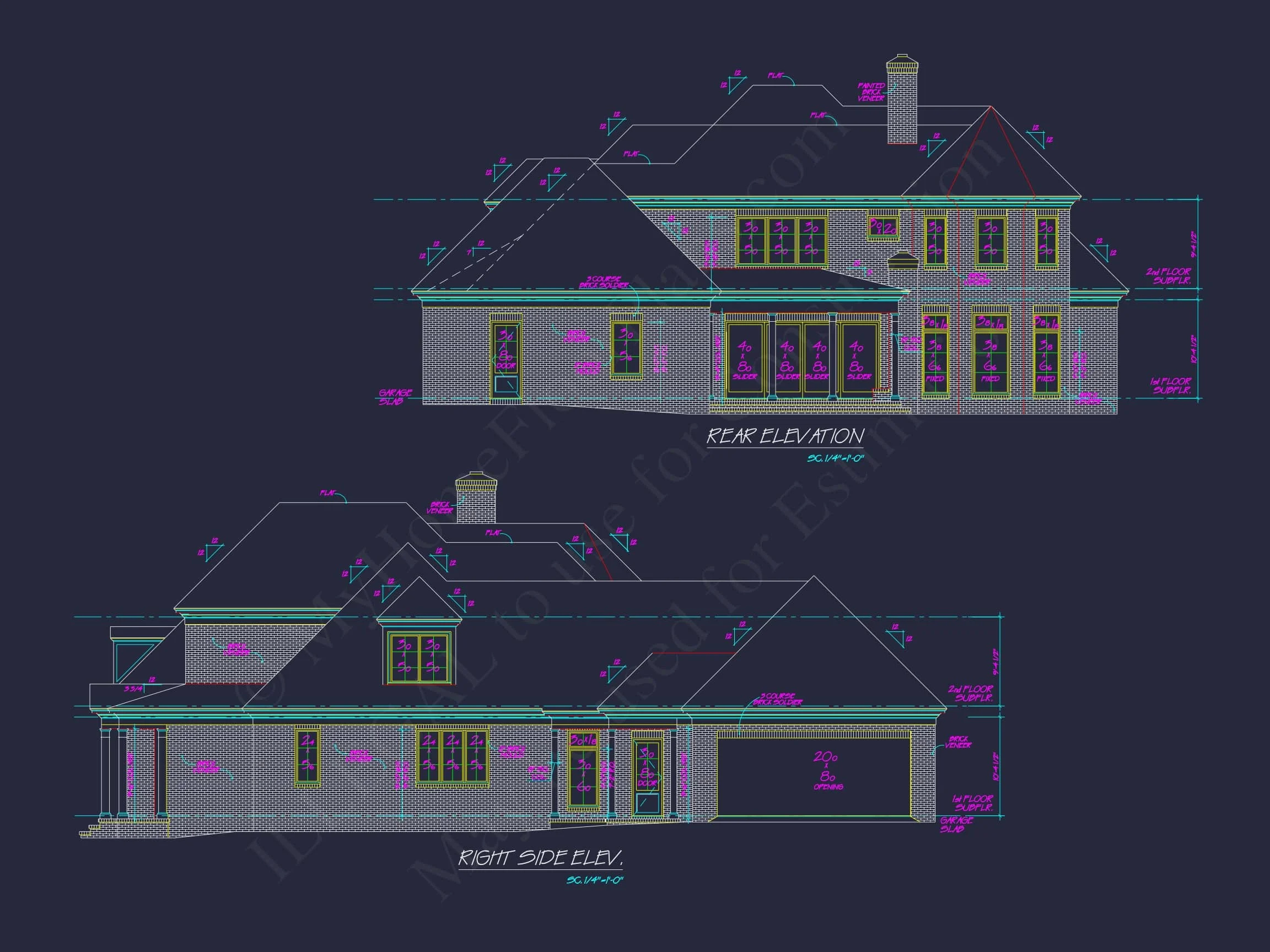 16-1212 HOUSE PLAN - 4-Bed, 5-Bath French Country House Plan – 5,000 Sq Ft, 2 Stories with Bonus Room & Oversized Garage 9 Elegant 2-Story house Plan with CAD Blueprint & Architectural Designs
