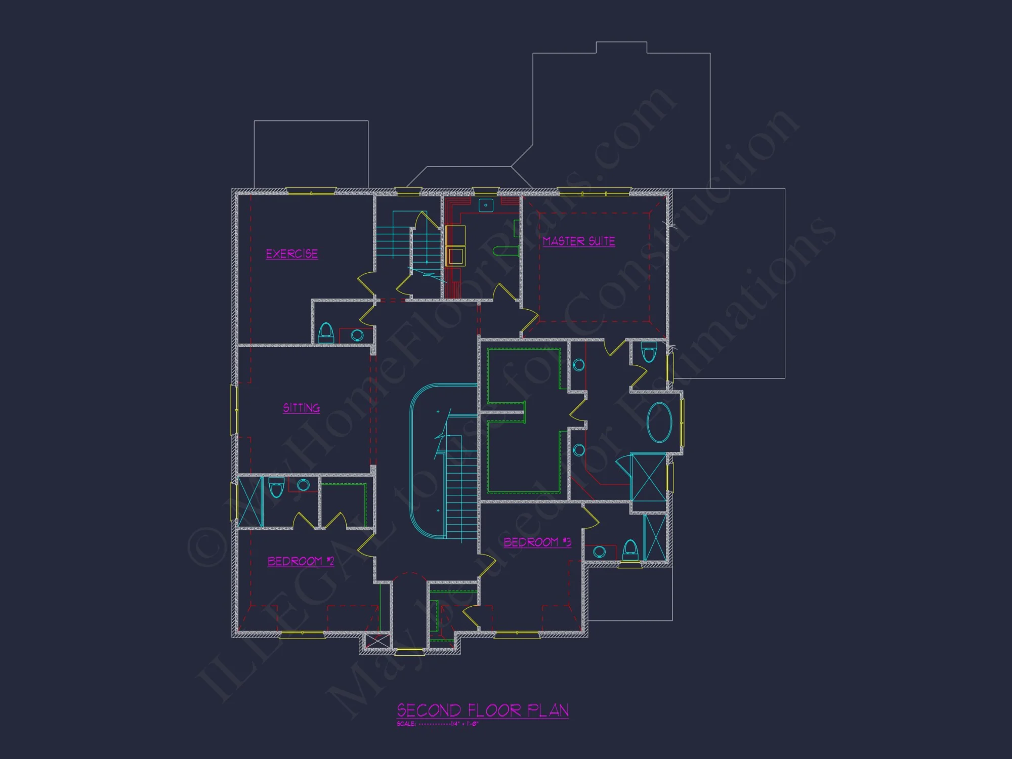 Detailed house Plan with 5 Beds, Floor Designs & CAD Blueprint