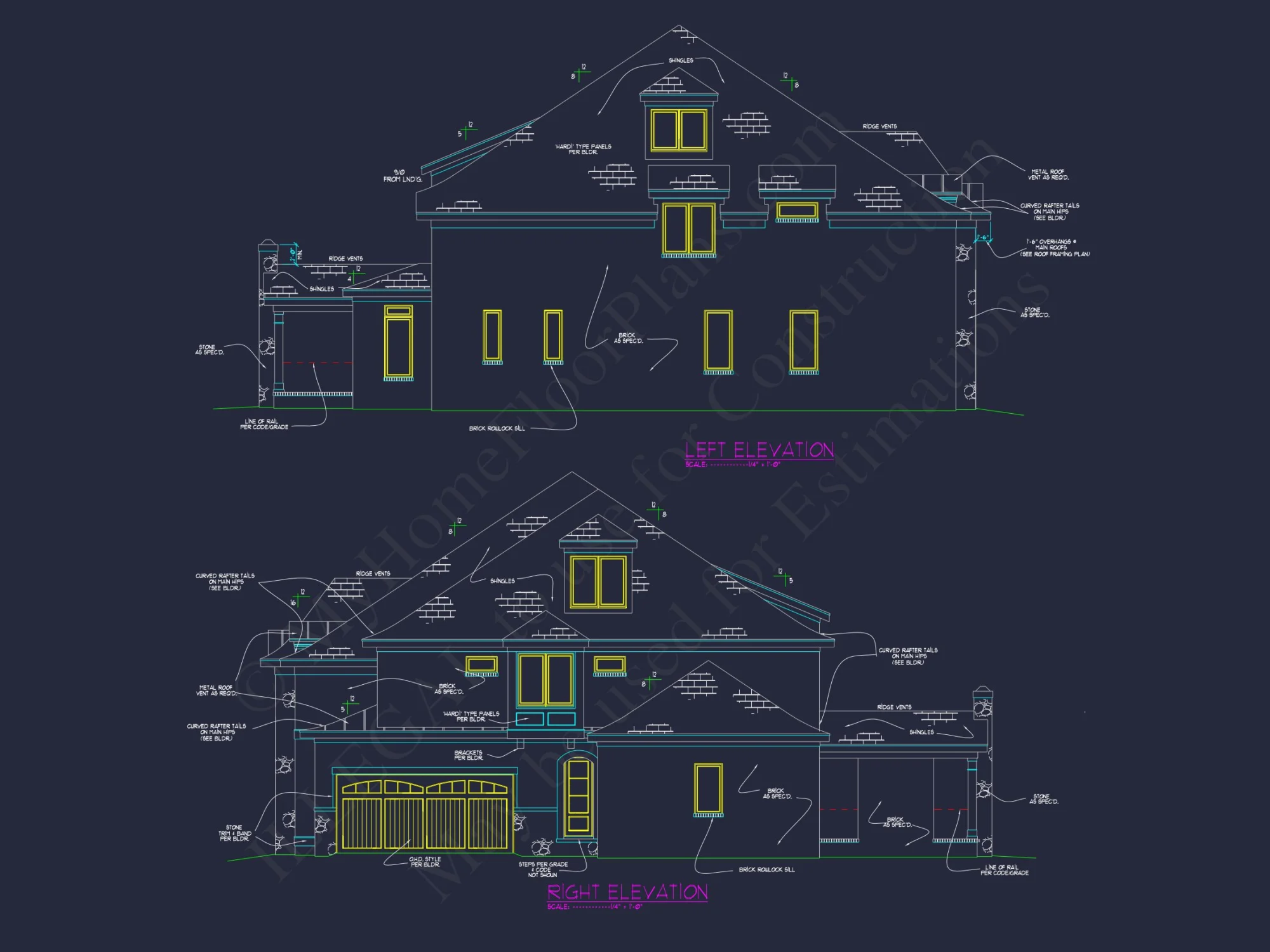 Detailed house Plan with 5 Beds, Floor Designs & CAD Blueprint