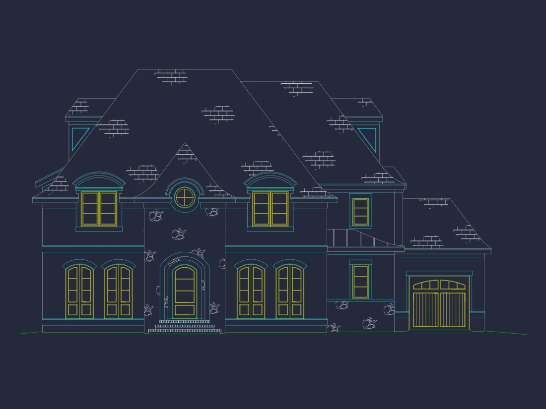 Detailed house Plan with 5 Beds, Floor Designs & CAD Blueprint