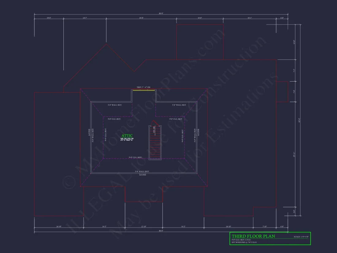 Elegant house Plan: 3.5-Story CAD Floor Blueprint Designs