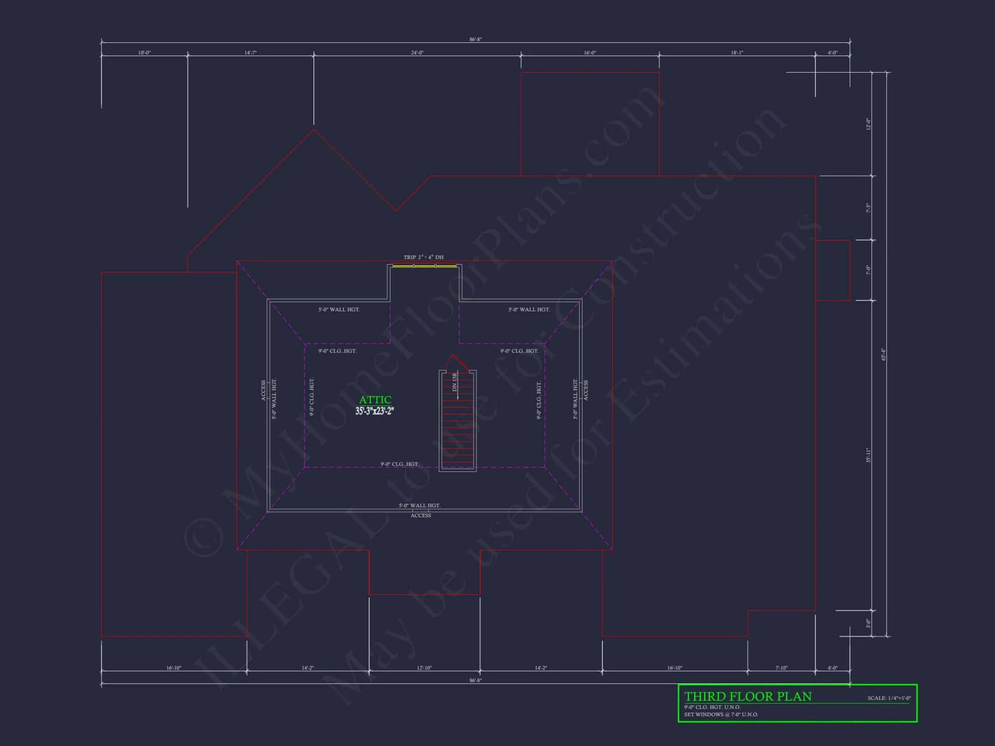 Elegant house Plan: 3.5-Story CAD Floor Blueprint Designs