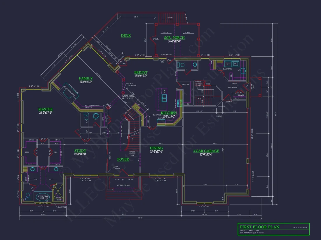 Elegant house Plan: 3.5-Story CAD Floor Blueprint Designs