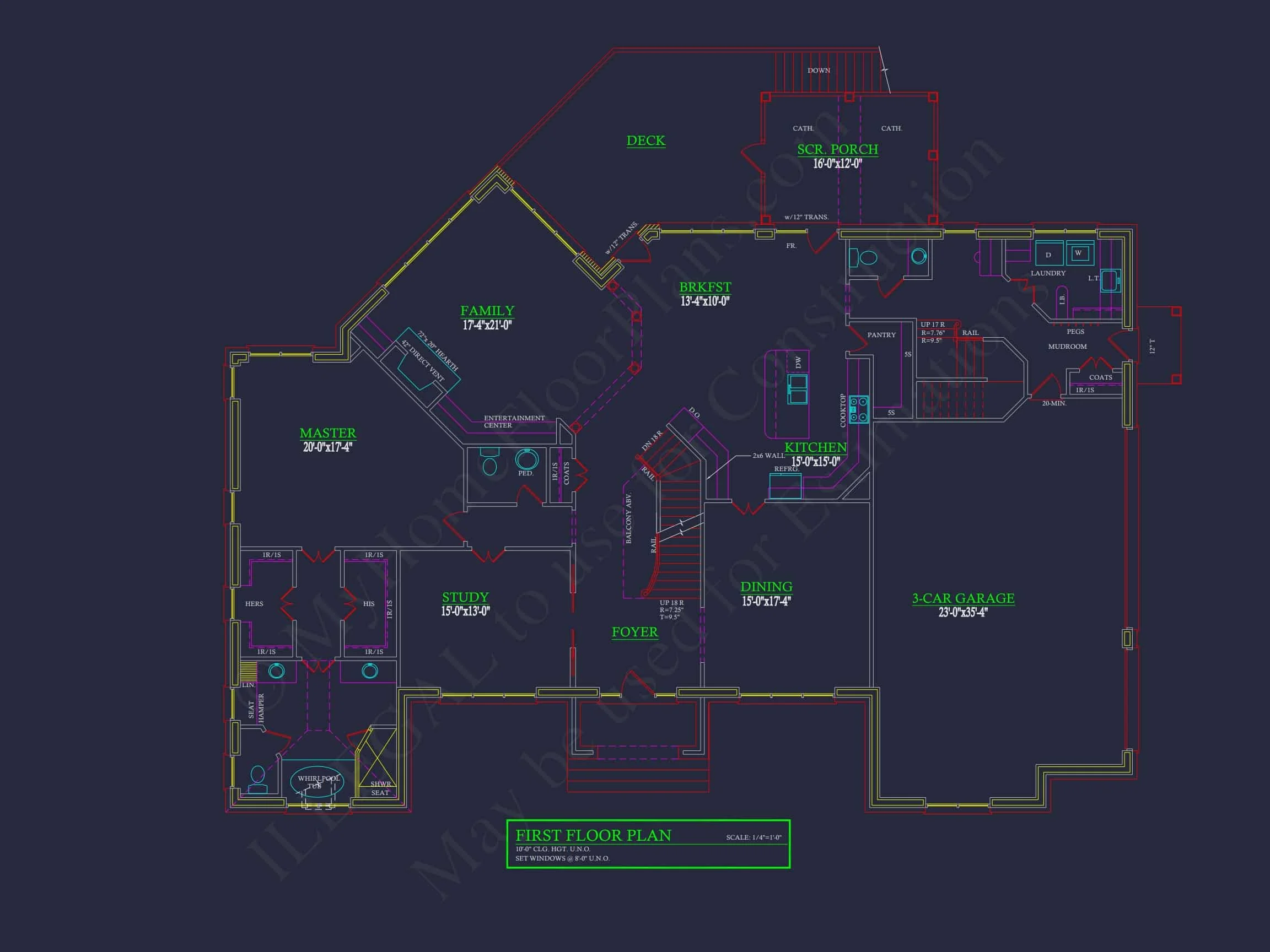Elegant house Plan: 3.5-Story CAD Floor Blueprint Designs