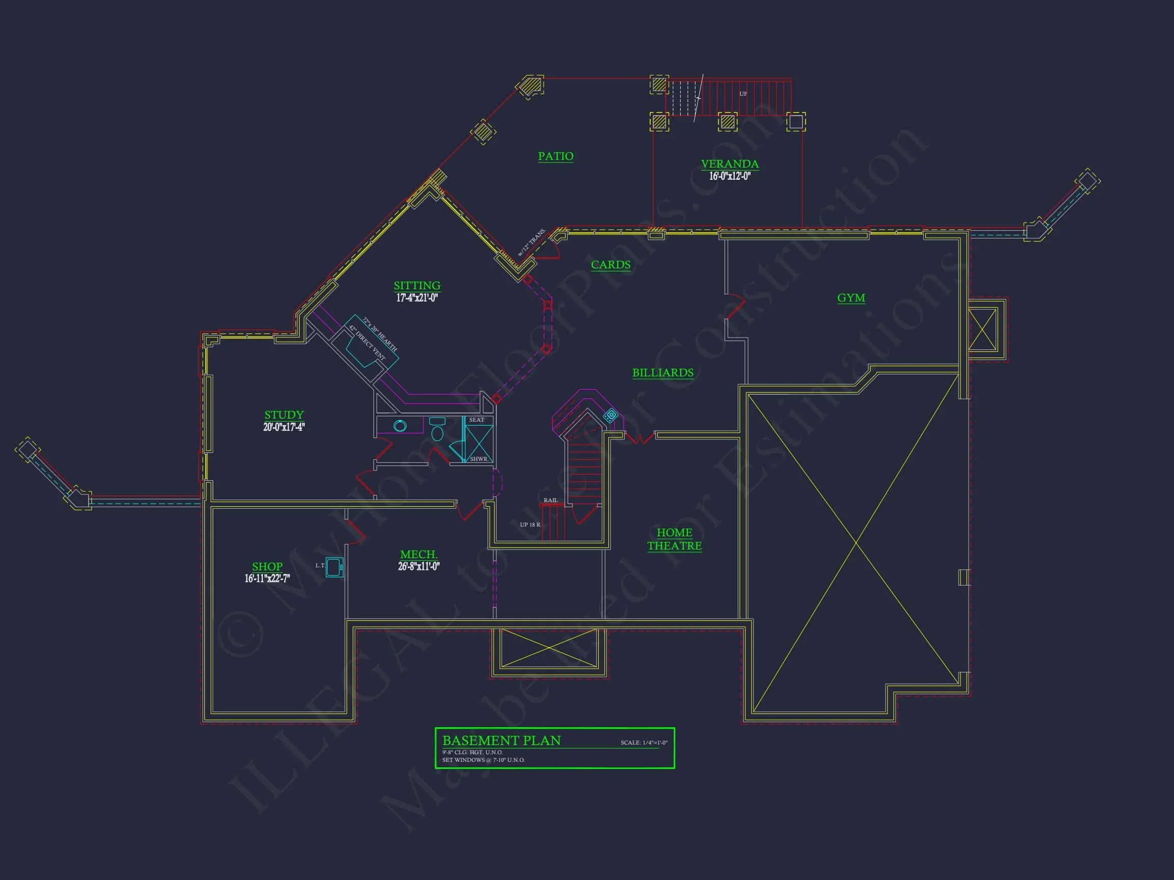 16-1194 HOUSE PLAN - Elegant House Plan: 3.5-Story CAD Floor Blueprint Designs 4 Elegant house Plan: 3.5-Story CAD Floor Blueprint Designs