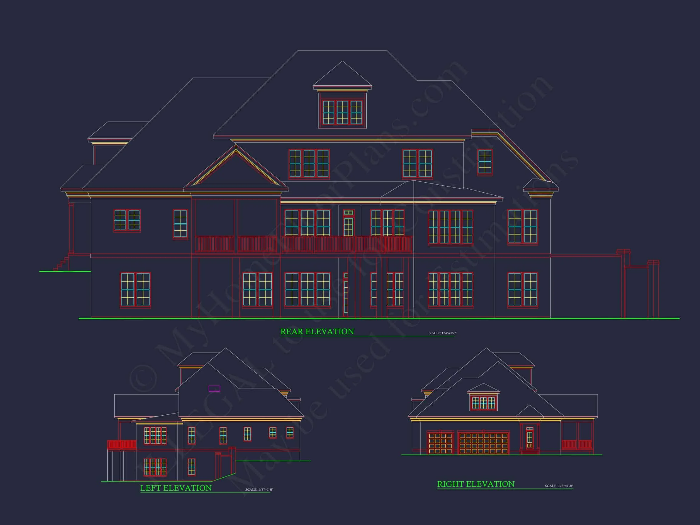 16-1194 HOUSE PLAN - Elegant House Plan: 3.5-Story CAD Floor Blueprint Designs 3 Elegant house Plan: 3.5-Story CAD Floor Blueprint Designs
