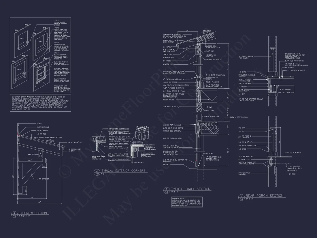 Beach house Floor Plan with CAD, 5 Bedrooms, and 2 Levels