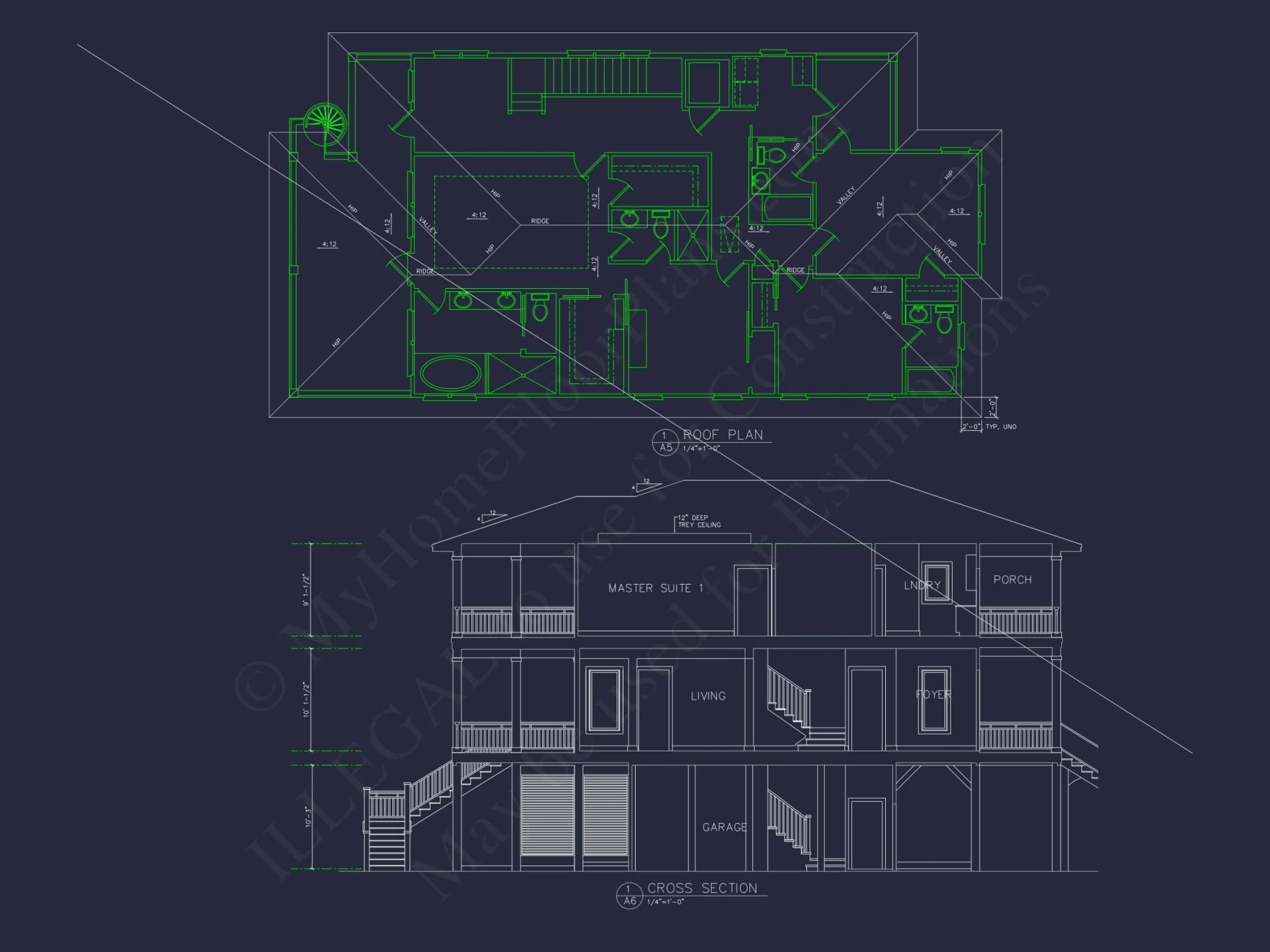 Beach house Floor Plan with CAD, 5 Bedrooms, and 2 Levels