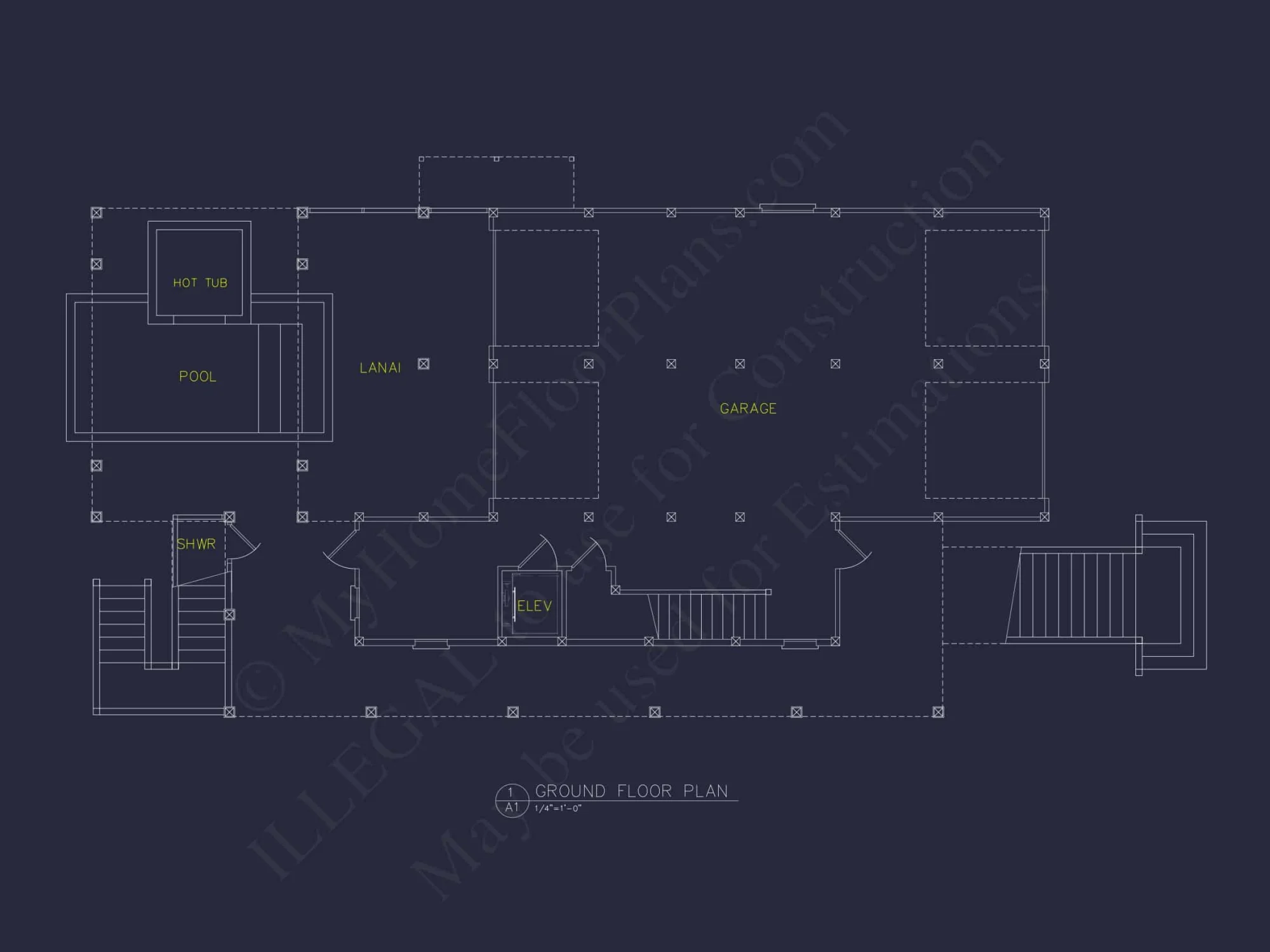 Beach house Floor Plan with CAD, 5 Bedrooms, and 2 Levels