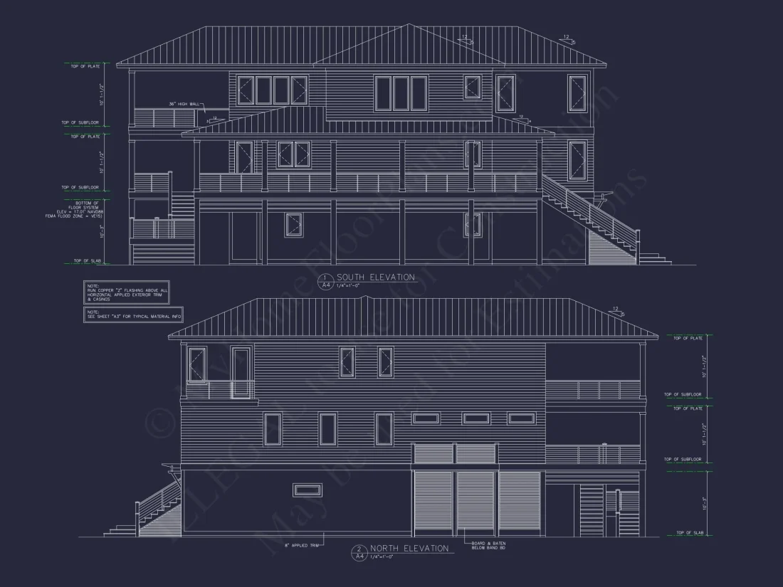 Beach house Floor Plan with CAD, 5 Bedrooms, and 2 Levels