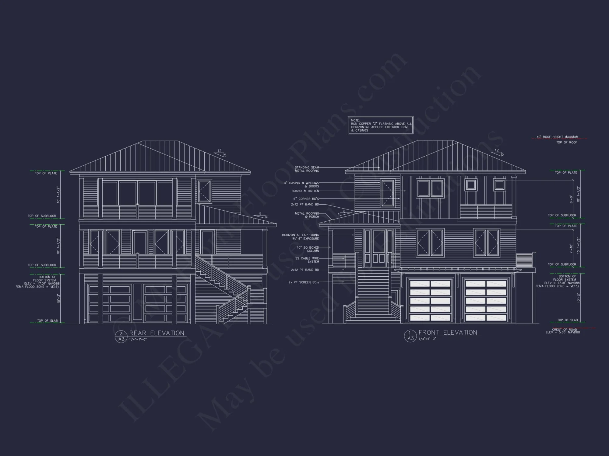 Beach house Floor Plan with CAD, 5 Bedrooms, and 2 Levels