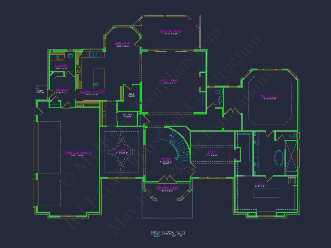 Custom house Floor Plan with Spacious CAD Designs & Blueprint