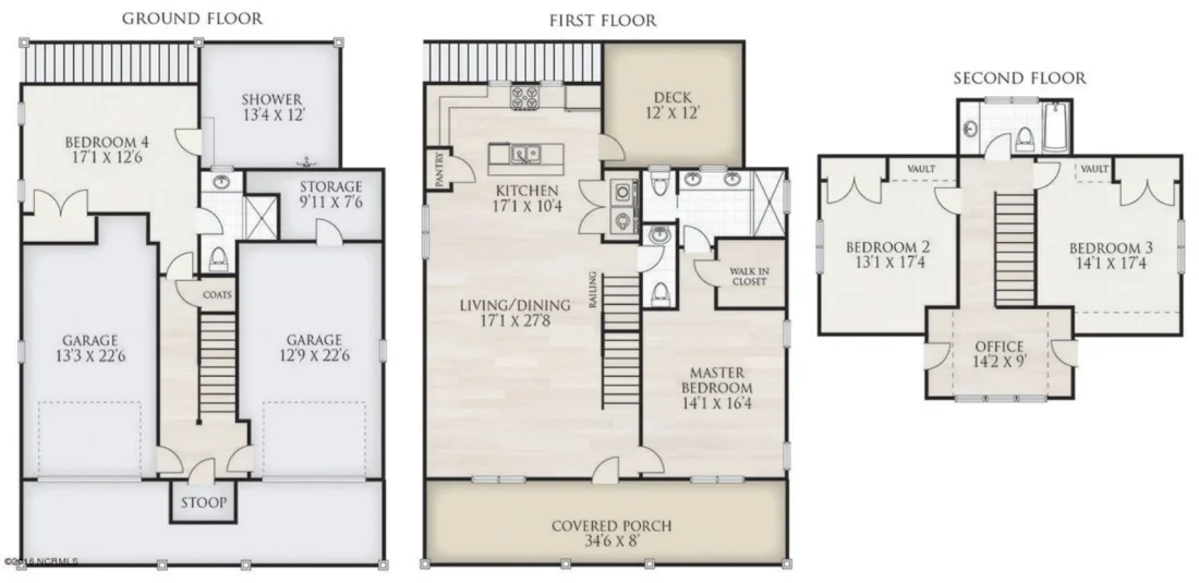 Modern 2-Story Beach house Floor Plan