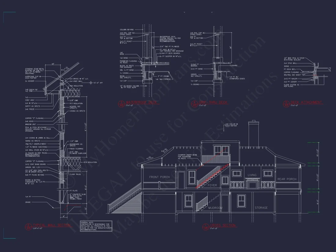 Expansive Coastal house Plan with 4 Bedrooms and 3 Stories